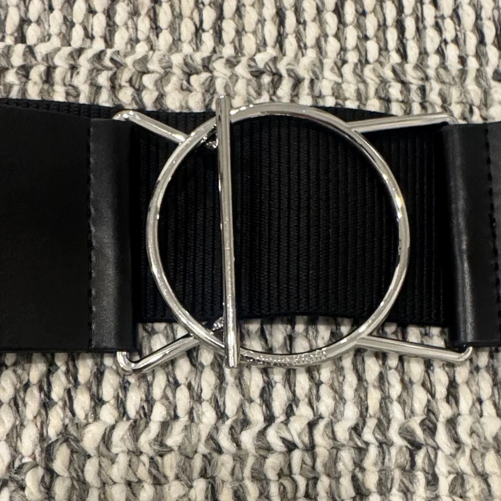 Calvin Klein statement stretch Black Belt with Silver Buckle